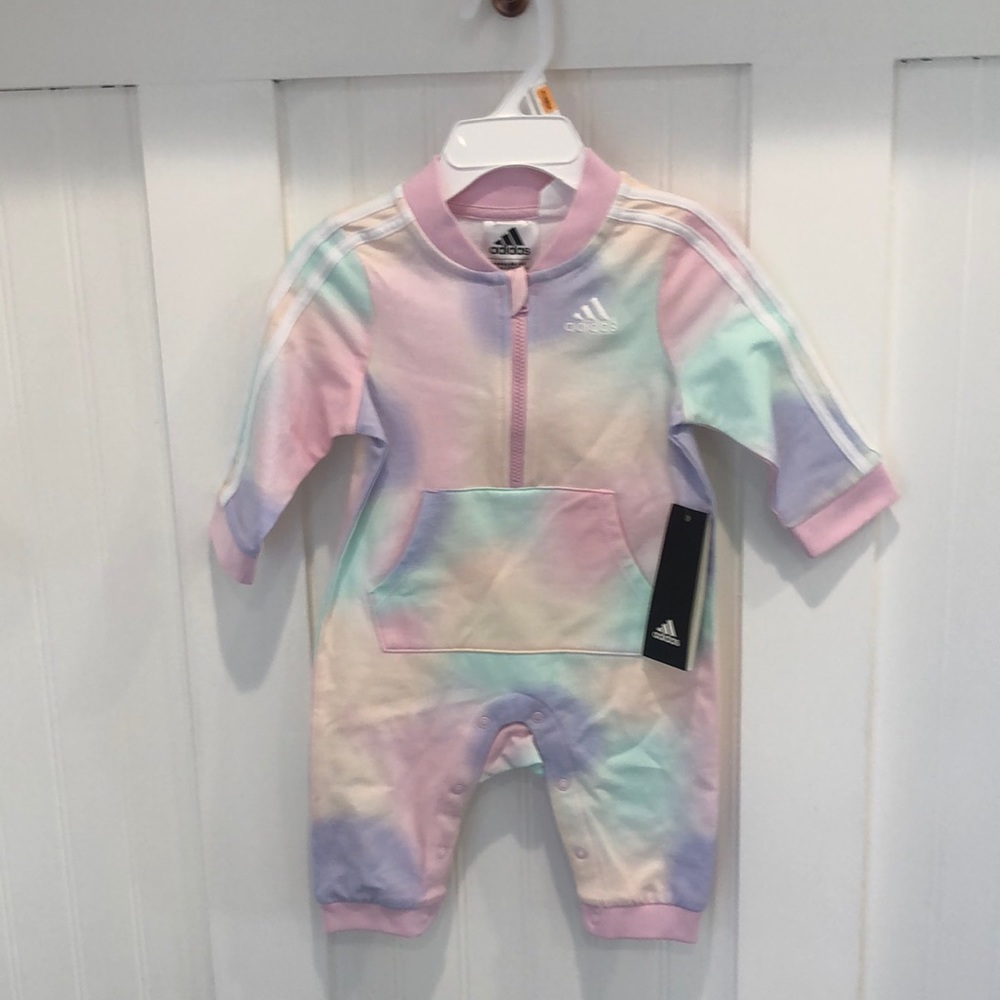 BRAND NEW WITH TAGS Baby Girl Pink Tie-Dye Adidas Onesie 6 Months